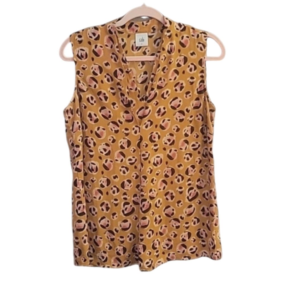 Cabi- Sleeveless Abstract Cheetah Print Top - Size S